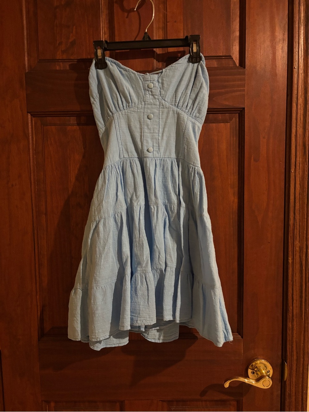 Strapless Tiered Light Blue Casual Sundress